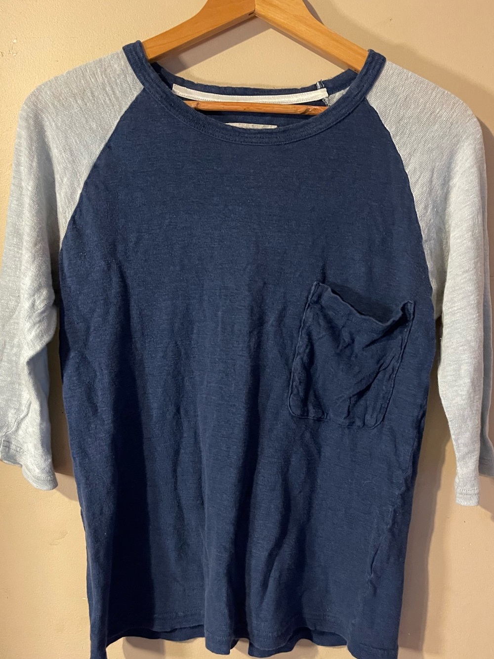 Vlas Blomme Made in Japan Belgian Linen Raglan Baseball Pocket Tee Size 1 / S
